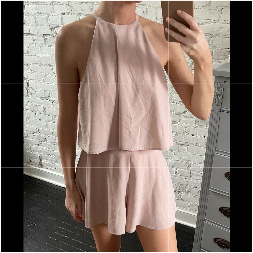 Blush Cropped Tank Top and Shorts Matching Set
